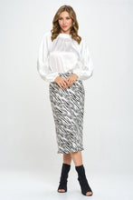 Load image into Gallery viewer, Made in USA Solid Satin Ruffle Mock Neck Top