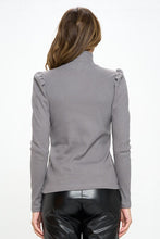 Load image into Gallery viewer, Made in USA Solid Turtle neck Puff Sleeve Top