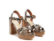 Load image into Gallery viewer, CHYPRE HIGH HEELED BLOCK SANDAL IN TAN