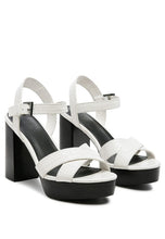 Load image into Gallery viewer, CHYPRE HIGH HEELED BLOCK SANDAL IN TAN