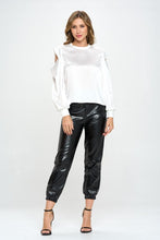 Load image into Gallery viewer, Made in USA Satin Stretch Open Shoulder Sweatshirt