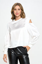 Load image into Gallery viewer, Made in USA Satin Stretch Open Shoulder Sweatshirt