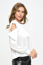 Load image into Gallery viewer, Made in USA Satin Stretch Open Shoulder Sweatshirt