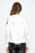 Load image into Gallery viewer, Made in USA Satin Stretch Open Shoulder Sweatshirt