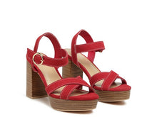 Load image into Gallery viewer, RAG&CO CHOUPETTE SUEDE LEATHER BLOCK HEELED SANDAL
