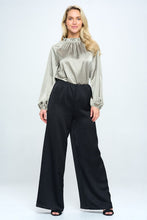 Load image into Gallery viewer, Made in USA Solid Satin Ruffle Mock Neck Top