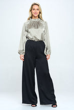 Load image into Gallery viewer, Made in USA Solid Satin Ruffle Mock Neck Top