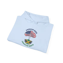 Load image into Gallery viewer, American Born Jamaican Roots Hoodie — Patriotic USA/Jamaica Flag Graphic