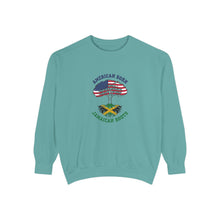 Load image into Gallery viewer, American Born Jamaican Roots Sweatshirt — Patriotic Jamaica Flag Crewneck