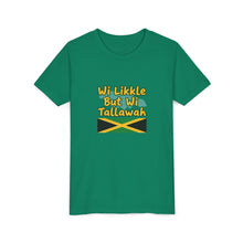 Load image into Gallery viewer, Youth Tee - "Wi Likkle But Wi Tallawah" Jamaican Flag Kids Shirt
