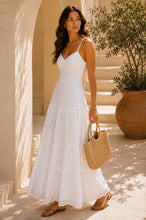 Load image into Gallery viewer, Kelsey White Eyelet Lace Maxi Dress