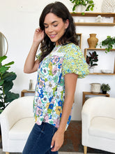 Load image into Gallery viewer, Floral Round Neck Puff Sleeve Blouse