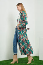 Load image into Gallery viewer, PLAID BELTED LONG SHIRT DRESS
