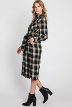 Load image into Gallery viewer, PLAID BELTED LONG SHIRT DRESS