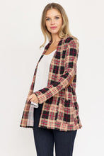 Load image into Gallery viewer, Plaid Contrast Elbow Patch Cardigan