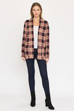 Load image into Gallery viewer, Plaid Contrast Elbow Patch Cardigan