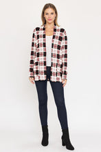 Load image into Gallery viewer, Plaid Contrast Elbow Patch Cardigan