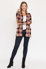 Load image into Gallery viewer, Plaid Contrast Elbow Patch Cardigan