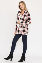 Load image into Gallery viewer, Plaid Contrast Elbow Patch Cardigan