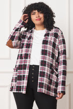 Load image into Gallery viewer, Plaid Contrast Elbow Patch Cardigan