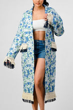 Load image into Gallery viewer, ATHINA FLORAL PRINT TASSLE TRENCH COAT