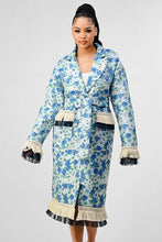 Load image into Gallery viewer, ATHINA FLORAL PRINT TASSLE TRENCH COAT