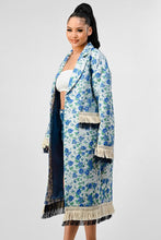 Load image into Gallery viewer, ATHINA FLORAL PRINT TASSLE TRENCH COAT