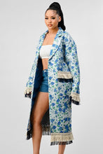 Load image into Gallery viewer, ATHINA FLORAL PRINT TASSLE TRENCH COAT