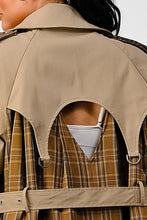 Load image into Gallery viewer, ATHINA PLAID AND KHAKI CONTRAST TRENCH COAT