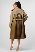 Load image into Gallery viewer, ATHINA PLAID AND KHAKI CONTRAST TRENCH COAT