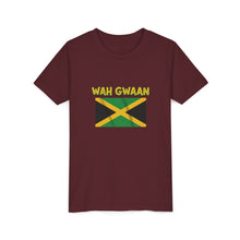 Load image into Gallery viewer, Youth Tee - "Wah Gwaan" Jamaican Flag Kids Shirt