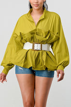 Load image into Gallery viewer, ATHINA PLEATED RUFFLE WASIT BELT LONG BLOUSE