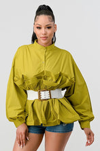 Load image into Gallery viewer, ATHINA PLEATED RUFFLE WASIT BELT LONG BLOUSE