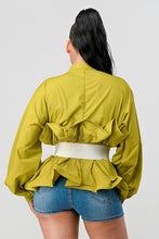 Load image into Gallery viewer, ATHINA PLEATED RUFFLE WASIT BELT LONG BLOUSE