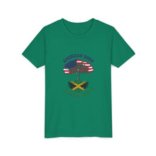 Load image into Gallery viewer, Youth Tee - "American Born Jamaican Roots" Patriotic USA/Jamaica Tree Graphic