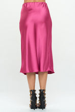 Load image into Gallery viewer, Solid Stretch Satin Midi Skirt