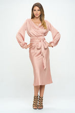 Load image into Gallery viewer, Made in USA Solid Stretch Satin Midi Skirt