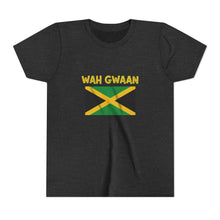 Load image into Gallery viewer, Youth Tee - "Wah Gwaan" Jamaican Flag Kids Shirt