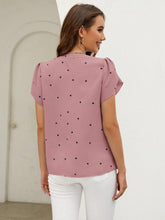 Load image into Gallery viewer, Heart Print Notched Petal Sleeve Blouse