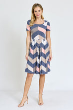 Load image into Gallery viewer, Chevron Pleated Midi Dress