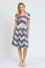 Load image into Gallery viewer, Chevron Pleated Midi Dress