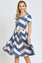 Load image into Gallery viewer, Chevron Pleated Midi Dress