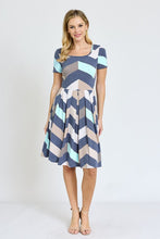 Load image into Gallery viewer, Chevron Pleated Midi Dress