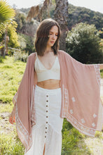 Load image into Gallery viewer, Floral Embroidered Sleeves Kimono