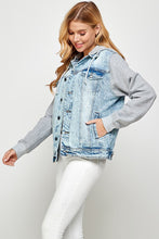 Load image into Gallery viewer, Women's Denim Jacket with Fleece Hoodies