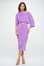 Load image into Gallery viewer, Purple Vibrant Plisse Midi Skirt