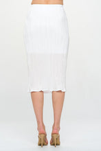 Load image into Gallery viewer, White Solid Plisse Midi Skirt