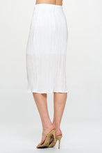 Load image into Gallery viewer, White Solid Plisse Midi Skirt