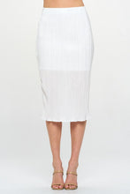 Load image into Gallery viewer, White Solid Plisse Midi Skirt