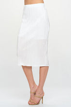 Load image into Gallery viewer, White Solid Plisse Midi Skirt